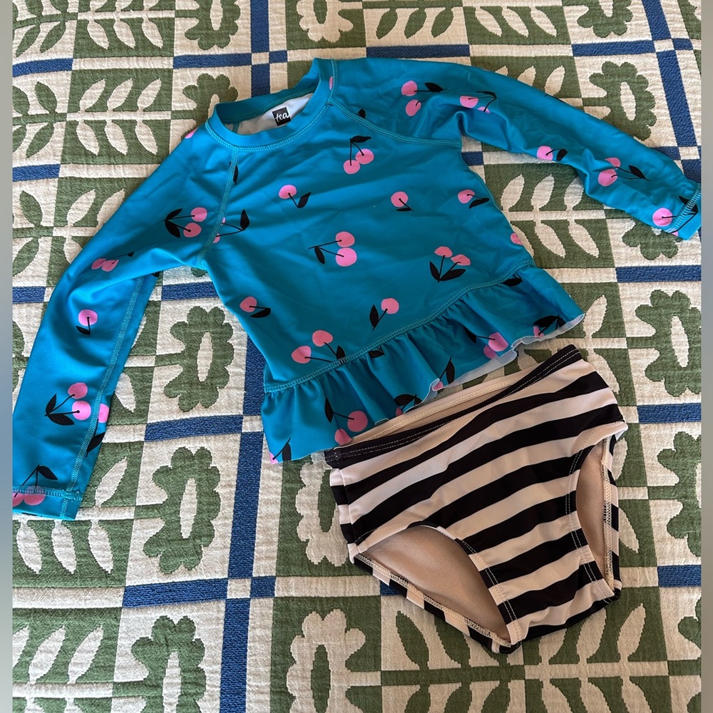 Tea 2 Piece Ruffle Rashguard swim suit